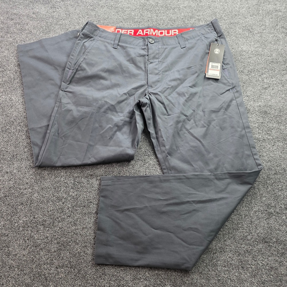 Under Armour Chino Pants Mens 42x32 Gray Straight Leg Stretch Golf Trousers NWT